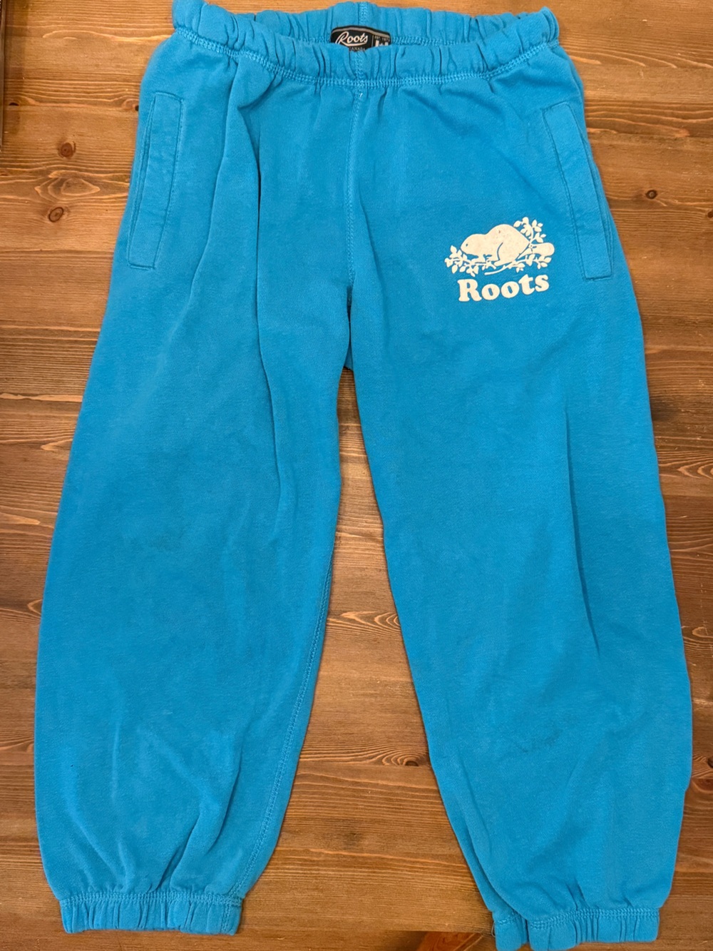 Roots Light Blue Sweatpants and White Logo (XS) READ